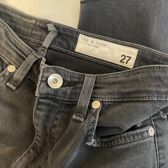 Rag & Bone High Rise Stretch Ankle Skinny Jeans Denim Dark Grey Womens Size 27 - Picture 3 of 6